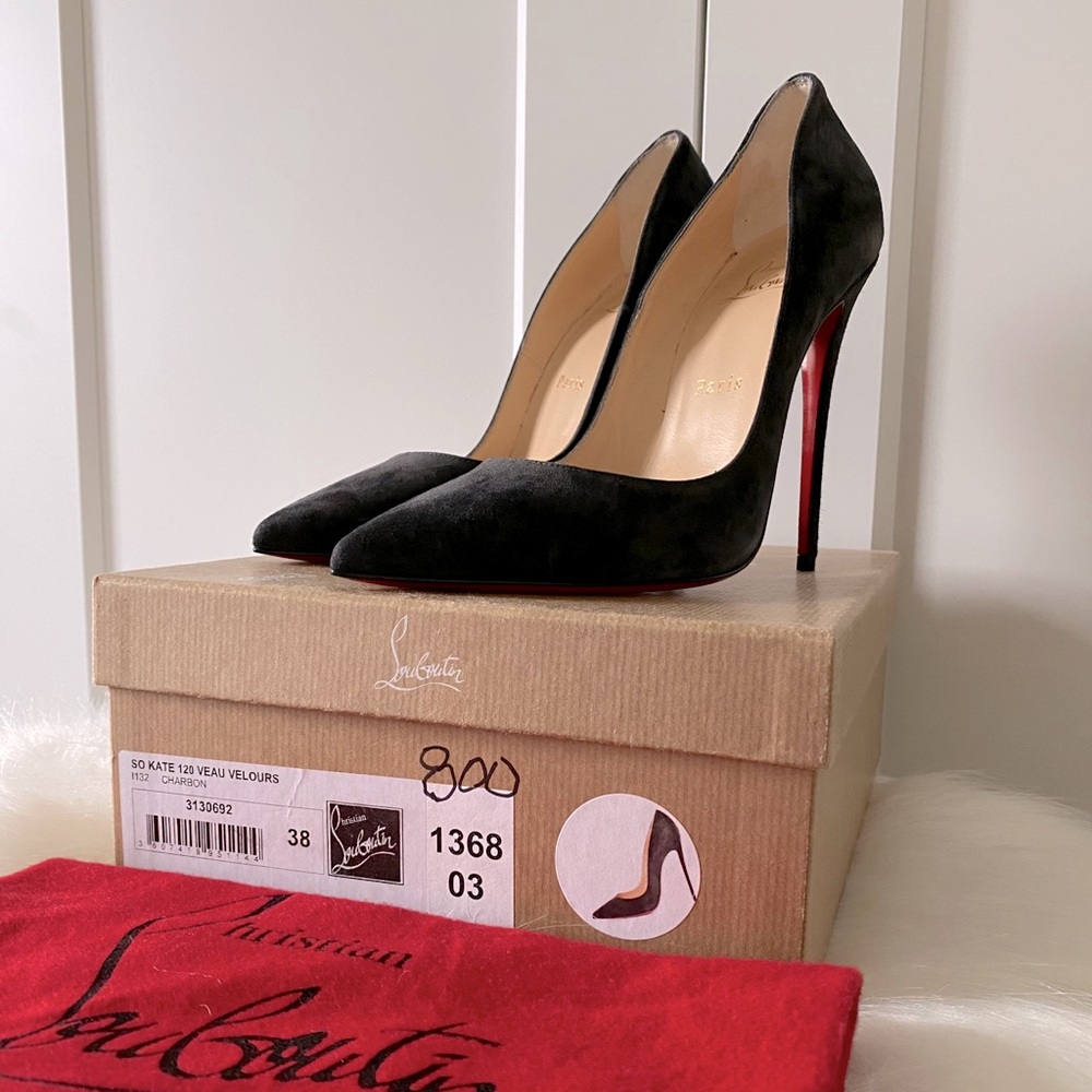 Christian Louboutin So Kate 120 Gray Suede